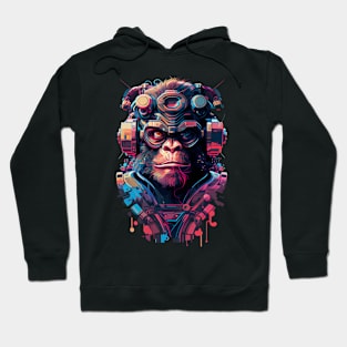 Anime Cyber Ape (Sci-Fi Ape Vintage Retro Future Design Cyberpunk Space Ape) Hoodie